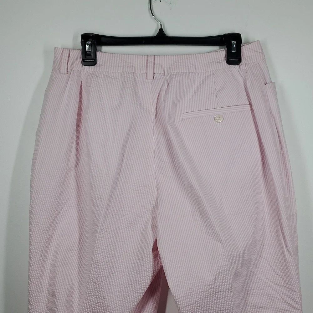 Lauren Ralph Lauren Pink Seersucker Pants Womens Straight Leg Preppy Summer - Picture 7 of 11